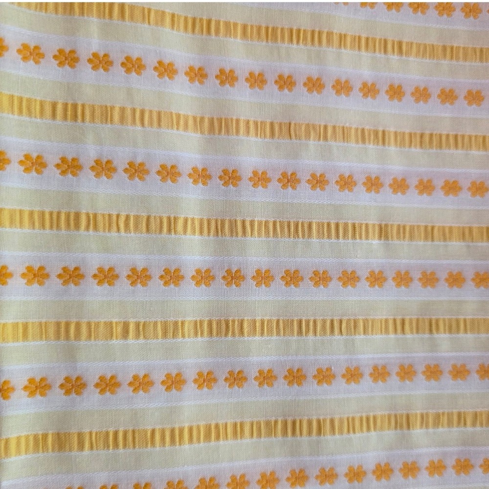 Woven Fabric Yellow Orange Floral Seersucker Stripe 44in x 0.75yd - Picture 2 of 3